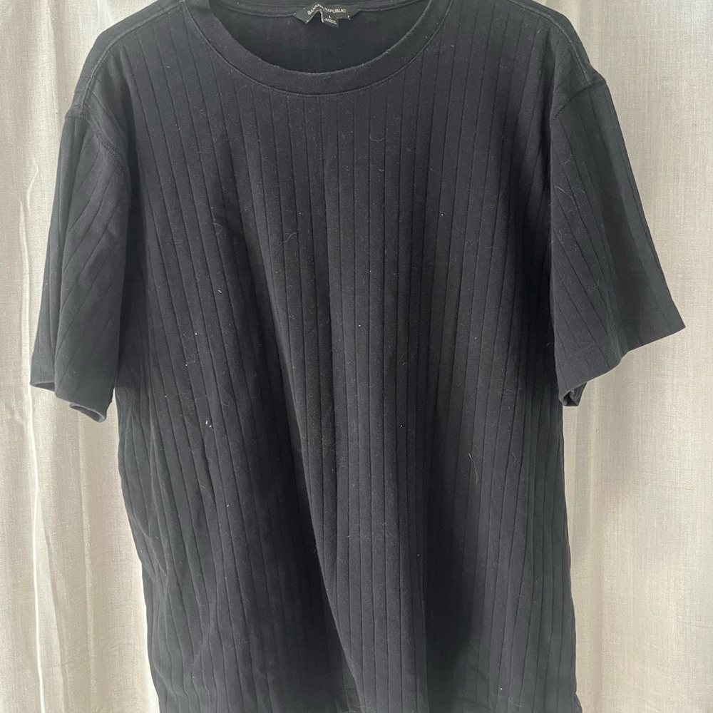 Banana Republic Black Ribbed Short Sleeve Tee